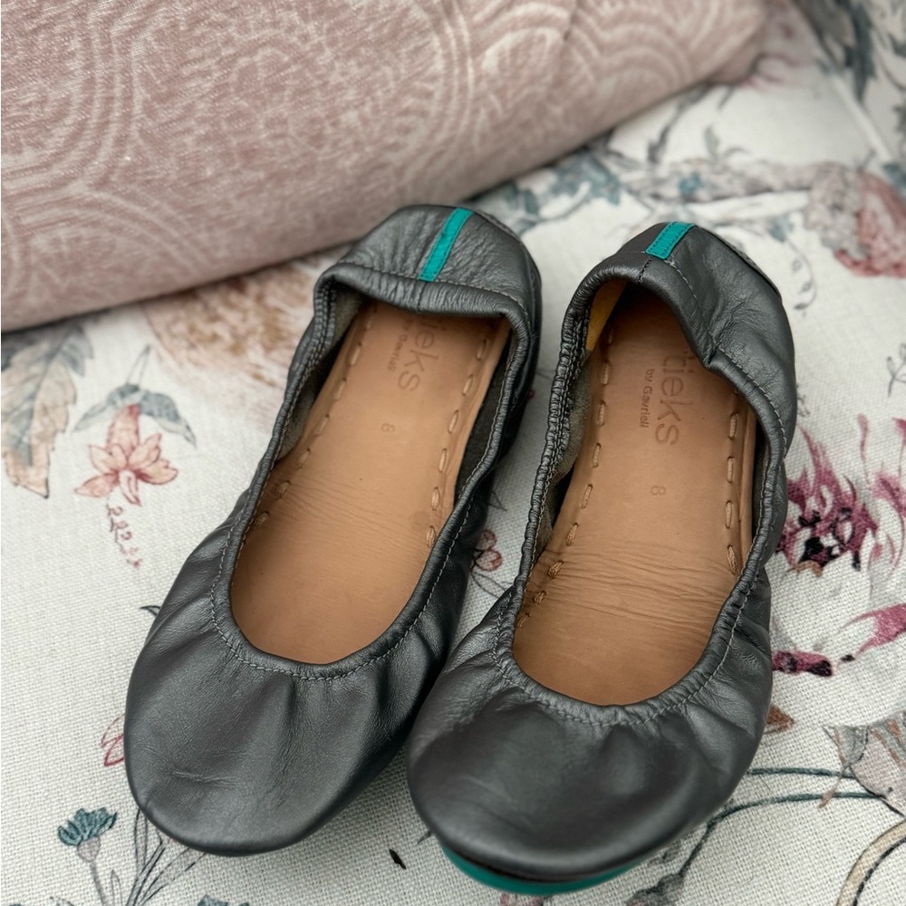 Tieks Metallic Gray Leather Flats